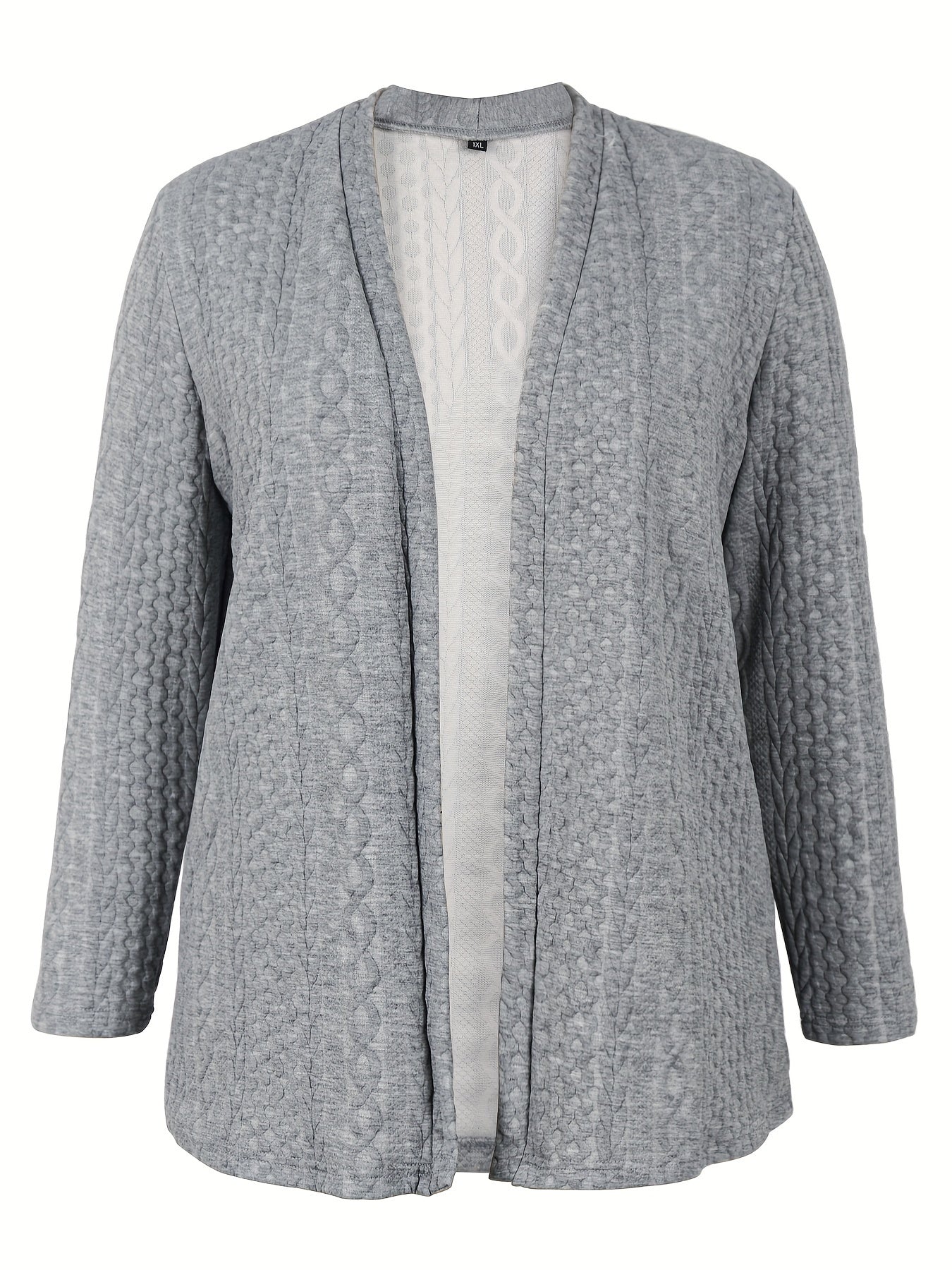 Solid Cable Knit Long Sleeve Open Front Warm Cardigan