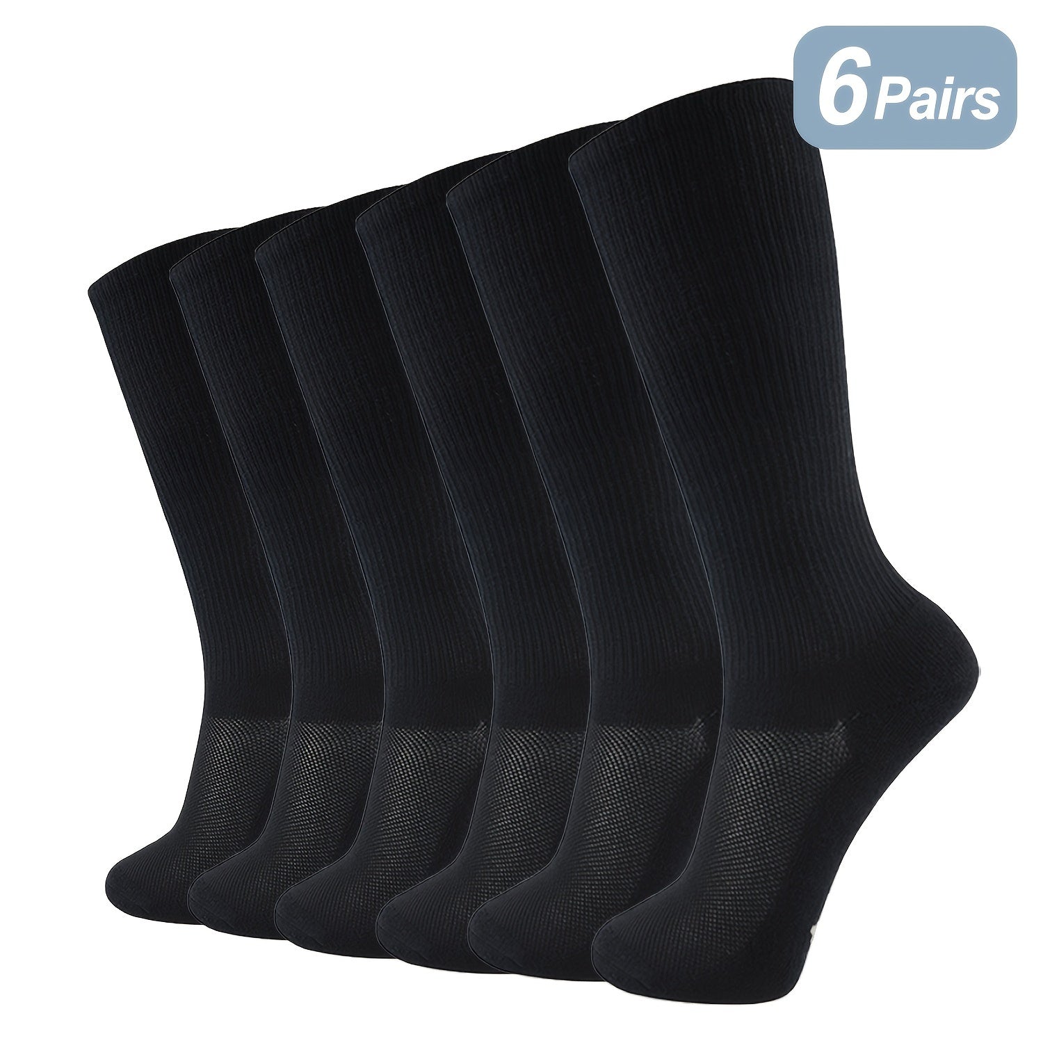 6 Pairs Men's Bamboo Compression Socks Moisture Wicking Knee High Socks