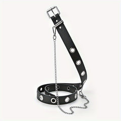 PU Leather Metal Buckle Belt Punk Hip Hop Chain Belt