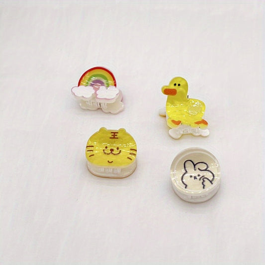 4pcs Small Hair Clips Animal Strawberry Rainbow Cloud Mini Clip