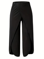 Women's Plus Solid Wide Leg Pants