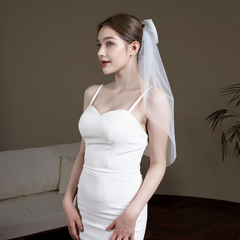 Bridal Veil with Bow Detail Short One Size Fits All