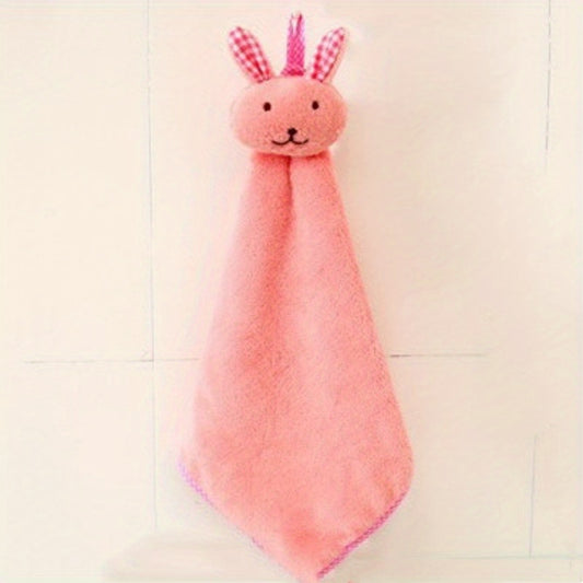 Cute Rabbit Hanging Fingertip Towel Coral Velvet Absorbent Soft Towel