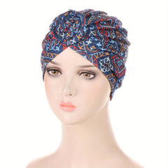 Boho Floral Print Turban Cap Elastic Vintage Head Wraps Lightweight Beanie