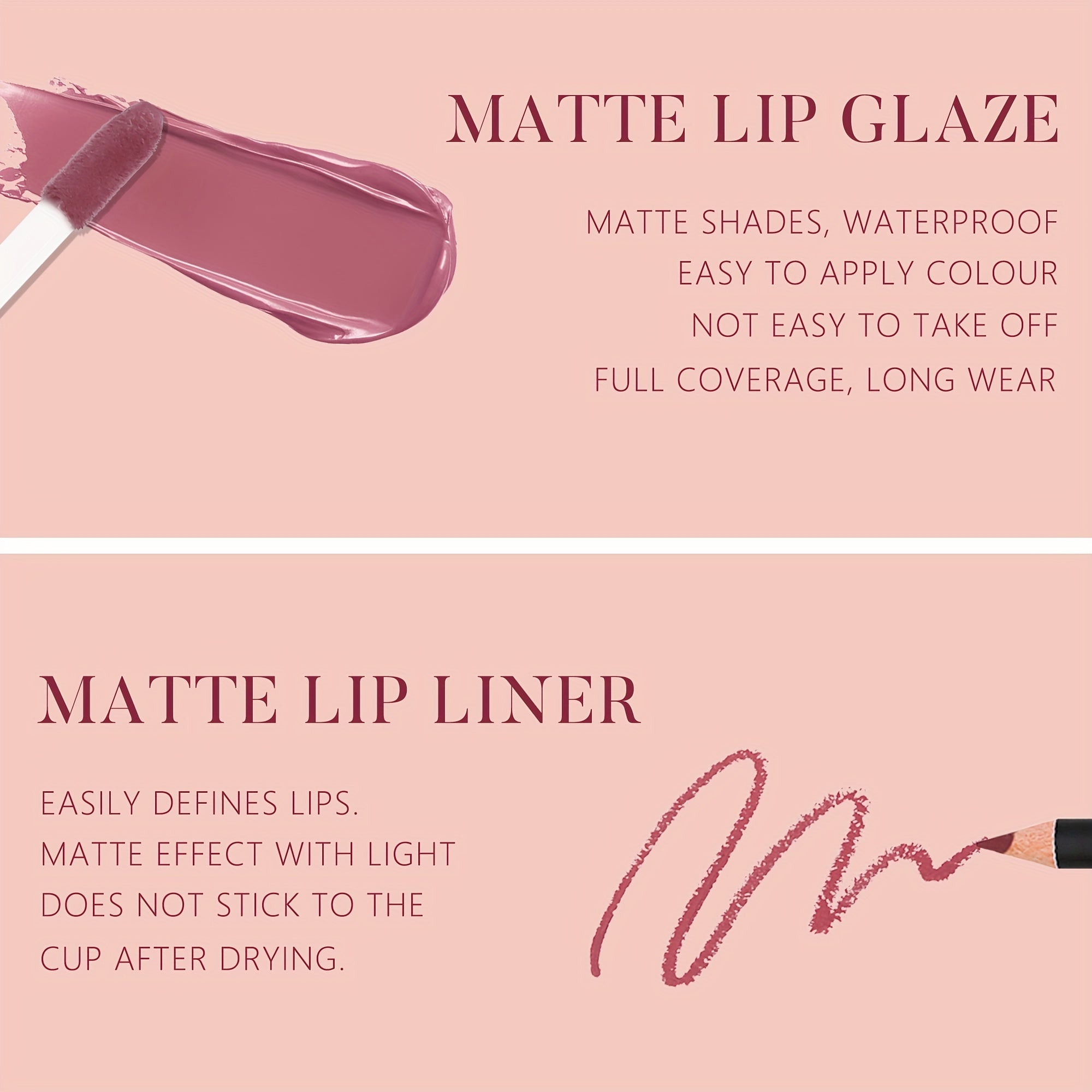 2-in-1 Lipliner & Lip Glaze Set Waterproof Sweat Resistant