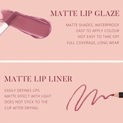 2-in-1 Lipliner & Lip Glaze Set Waterproof Sweat Resistant