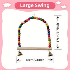 Colorful Bird Swing Toy with Bell and Perch for Parakeets