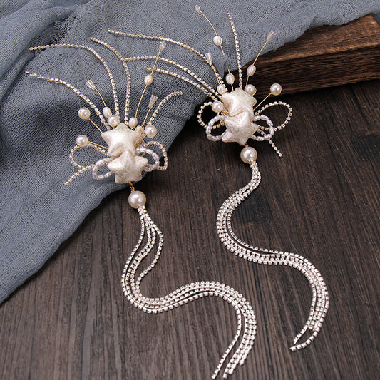 Tassel Faux Pearl Hair Clips 2pcs 1pair Headwear Bridal Party Styling
