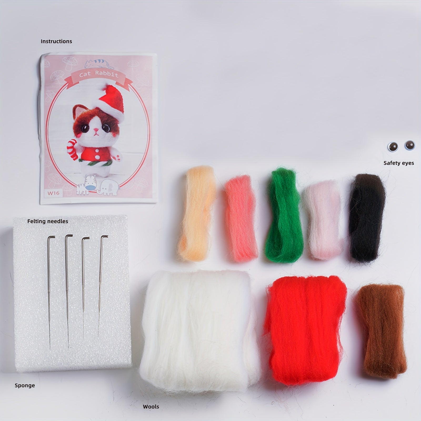 Wool Needle Felting Kit Cat Doll for Beginners