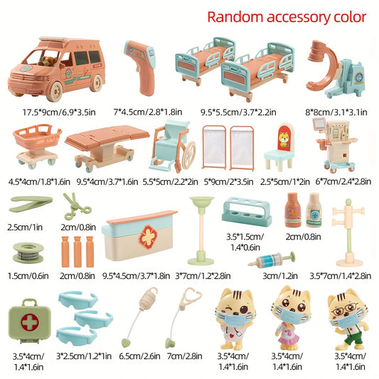 Kids Pet Medical Playset Doctor Toy Ambulance Hospital DIY