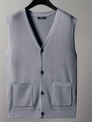 Men's V Neck Button Up Cardigan Vest for Fall Winter