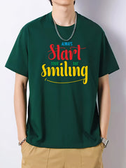 Men's Colorful Letters Print Slim Fit Top For Spring Summer