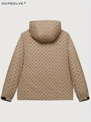 Men's Monogram Lightweight Hooded Windbreaker Jacket Coat