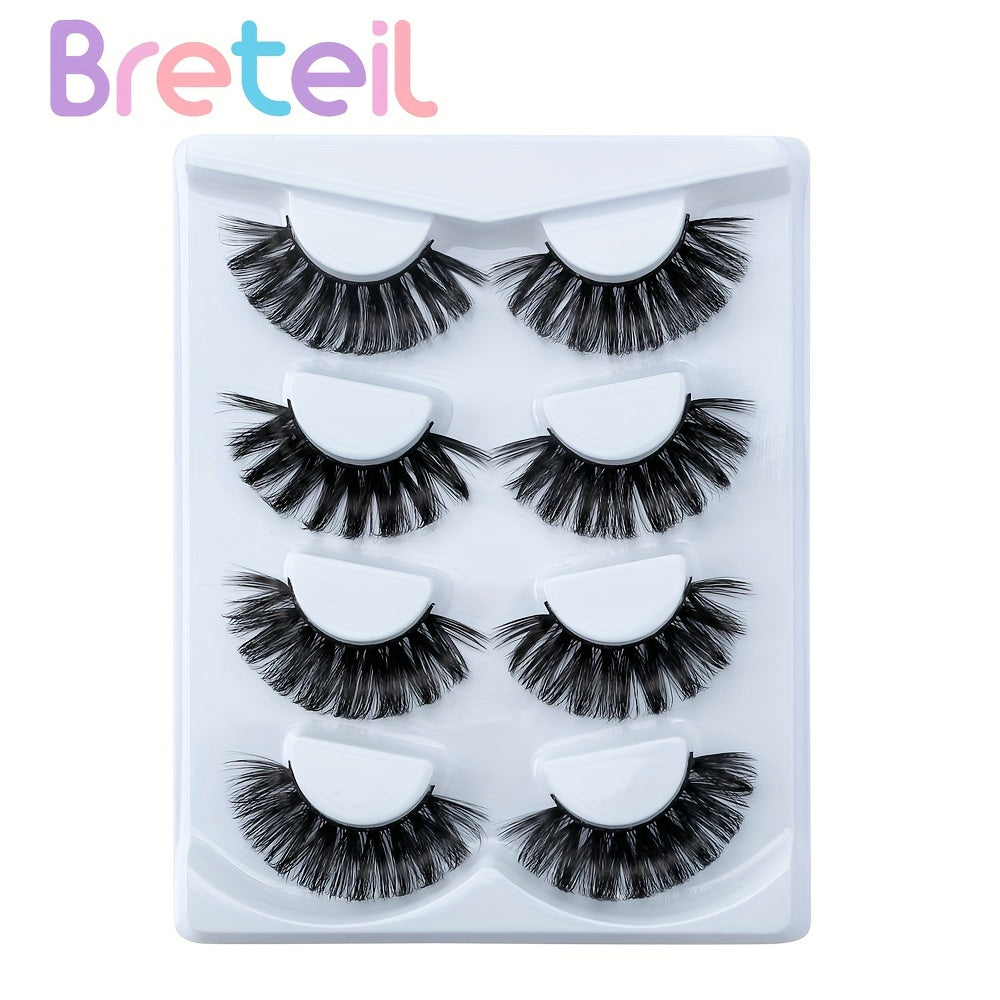 4 Pairs Natural Look Fluffy Thick Dramatic Lashes Mixed Style Eyelashes