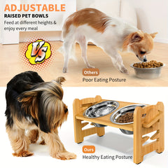 Adjustable Elevated Dog Bowls with 2 Stainless Steel Bowls