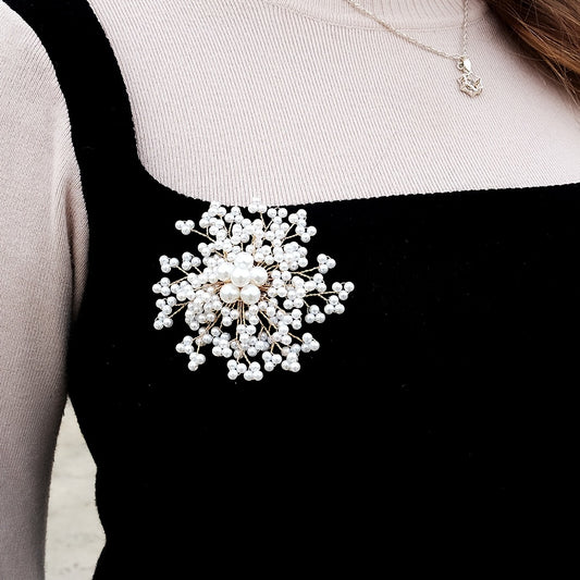 Faux Pearl Flower Brooches Pins Corsage Scarf Clips Safety Pin Vintage Clothing