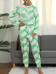 Tie Dye Print Lounge Set Long Sleeve Top & Pants