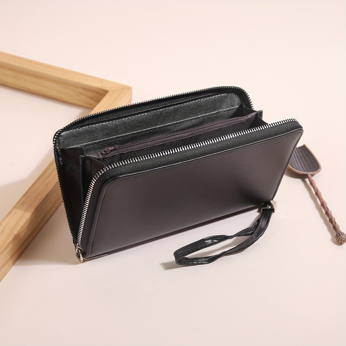 Men's Double Zipper Card Slots Wallet Phone Bag Key Holder Case Coin Purse
