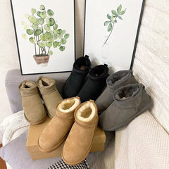 Plush Warm Snow Boots Non Slip Ankle Top Unisex Slip On Outdoor