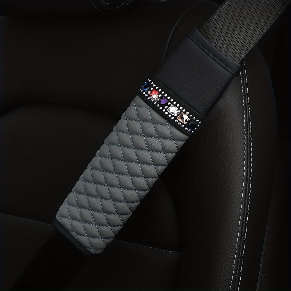 3D Embroidery Diamond Car Seat Belt Cover - Breathable & Comfortable