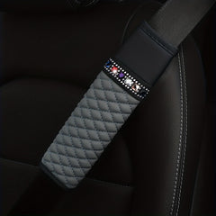 3D Embroidery Diamond Car Seat Belt Cover - Breathable & Comfortable