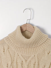  Solid Cable Long Sleeve Sweater
