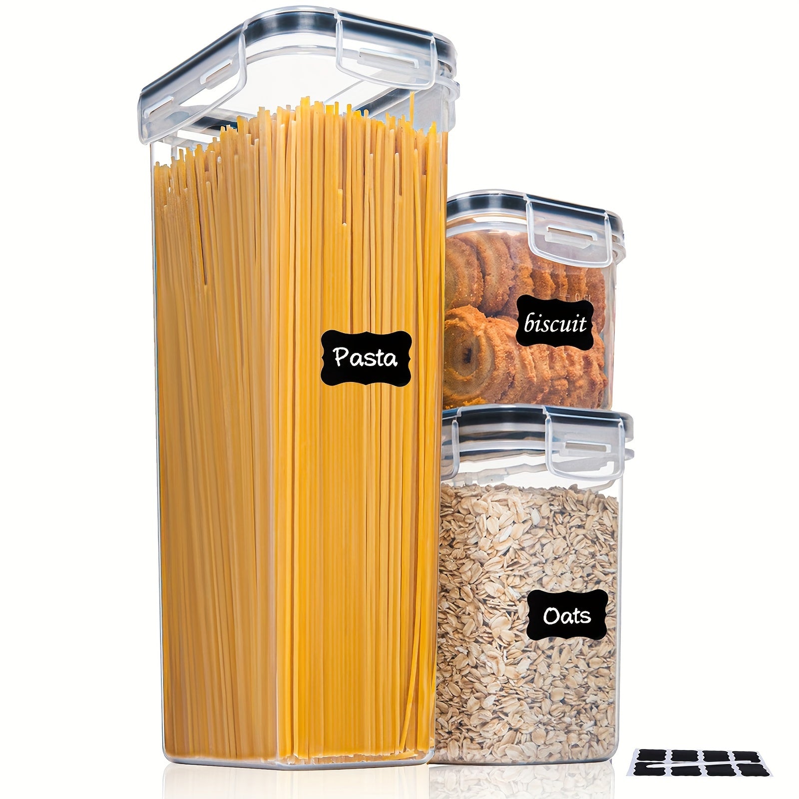 7pcs Plastic Airtight Food Containers With Lids 24 Labels 1 Marker