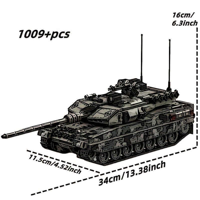 Rotating Track Tank Model Building Set Adult DIY Historical Vehicle