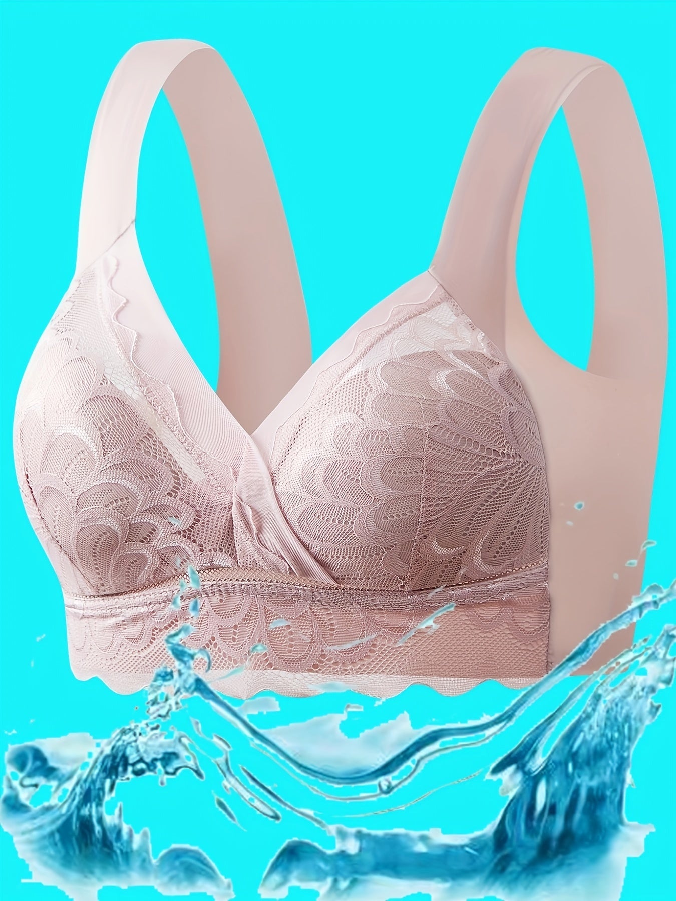 Lace Wireless Bra Scallop Trim Stretch Tank Bra