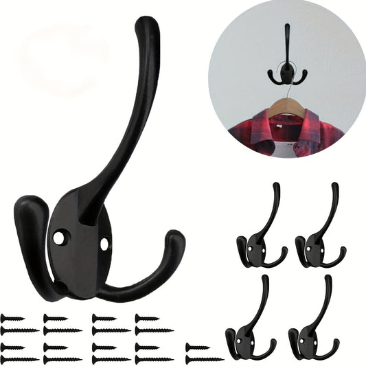 8pcs Heavy Duty Wall Hooks for Coats, Backpacks, Hats - 3 Metal Hooks