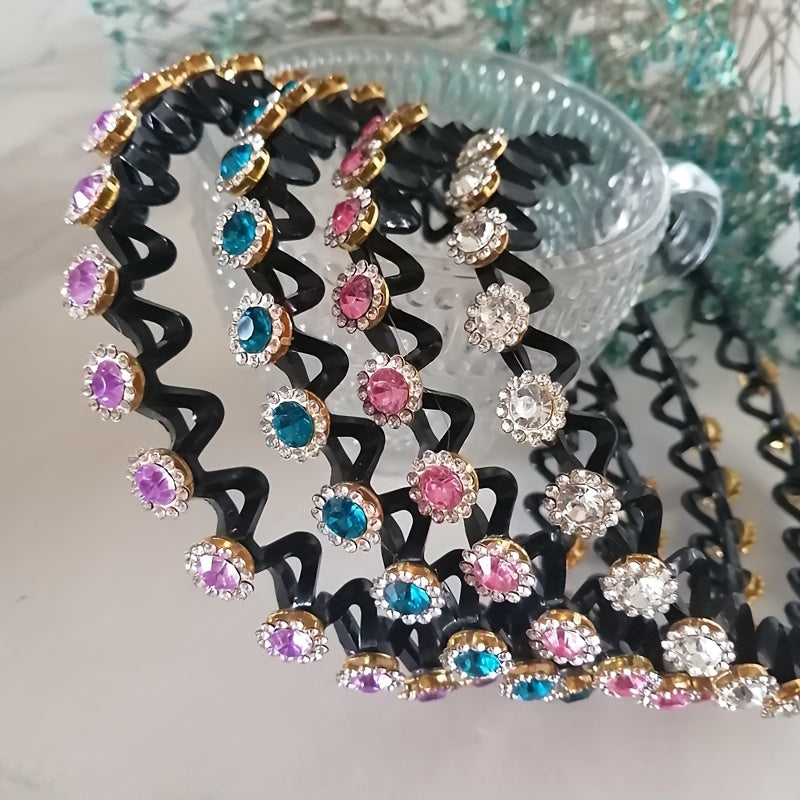 Colorful Rhinestone Hair Band Wavy Headband