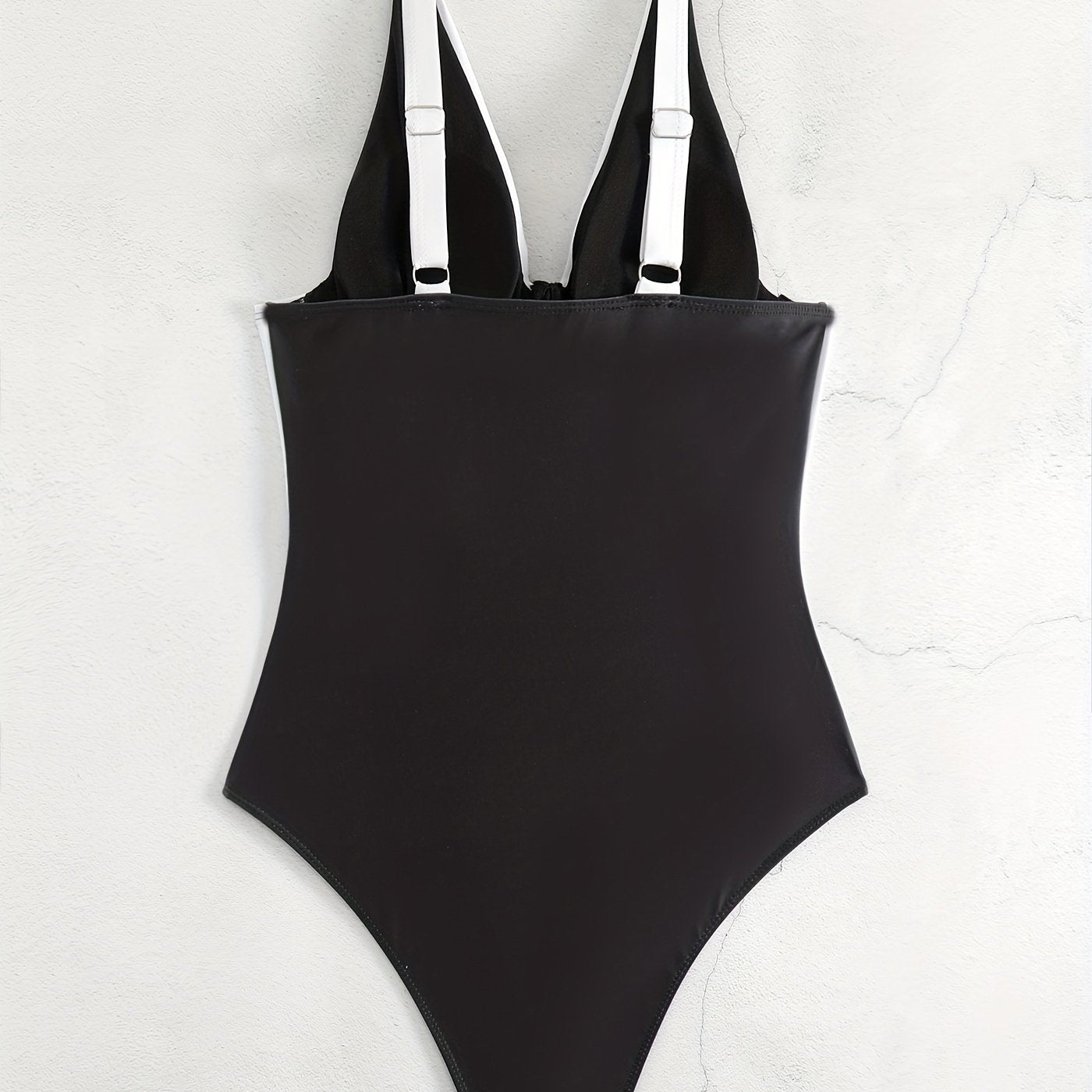  Colorblock V Neck Underwire One Piece Swimsuit