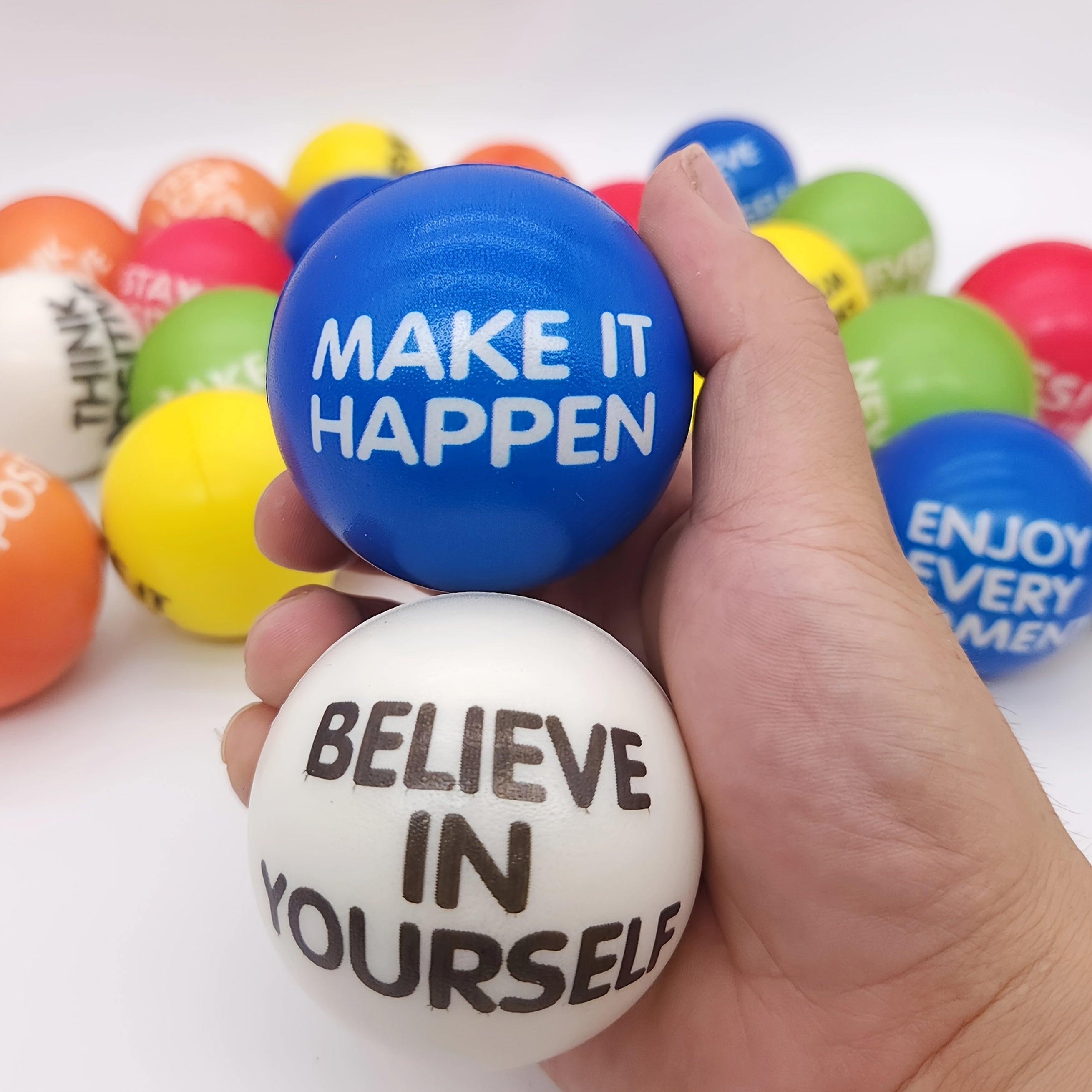 24 Pack 6" Inspirational Slogan Sponge Balls for Team Building & Relaxation