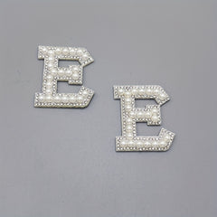 2pcs Pearl Rhinestone Letter Patch Sticker DIY Clothes Decoration