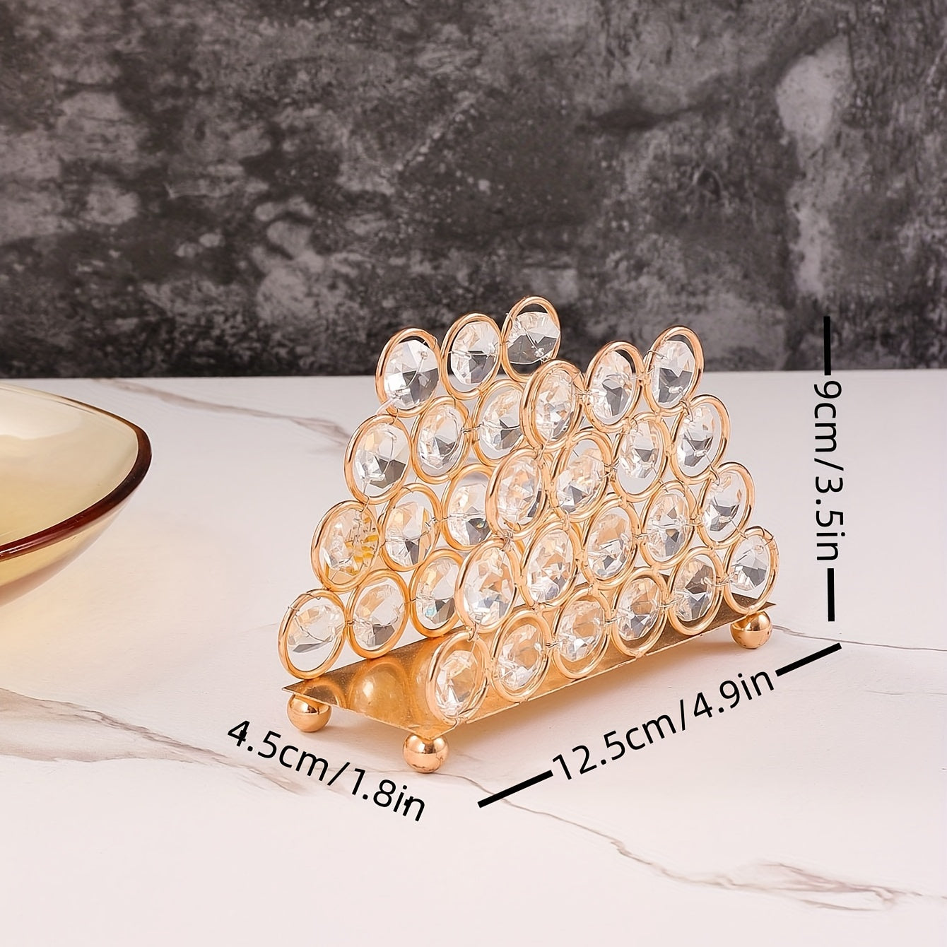 Golden Crystal Rhinestone Napkin Holder Vertical Style Paper Clip