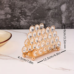 Golden Crystal Rhinestone Napkin Holder Vertical Style Paper Clip