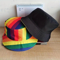 Rainbow Bucket Hat Fisherman Sun Hat Front Back