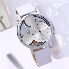 Girls Cute Mouse Watch with Faux Leather Band