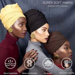 Boho Pleated Head Wrap Turban Cap Solid Headscarf Classic Ramadan Hijab Bonnet