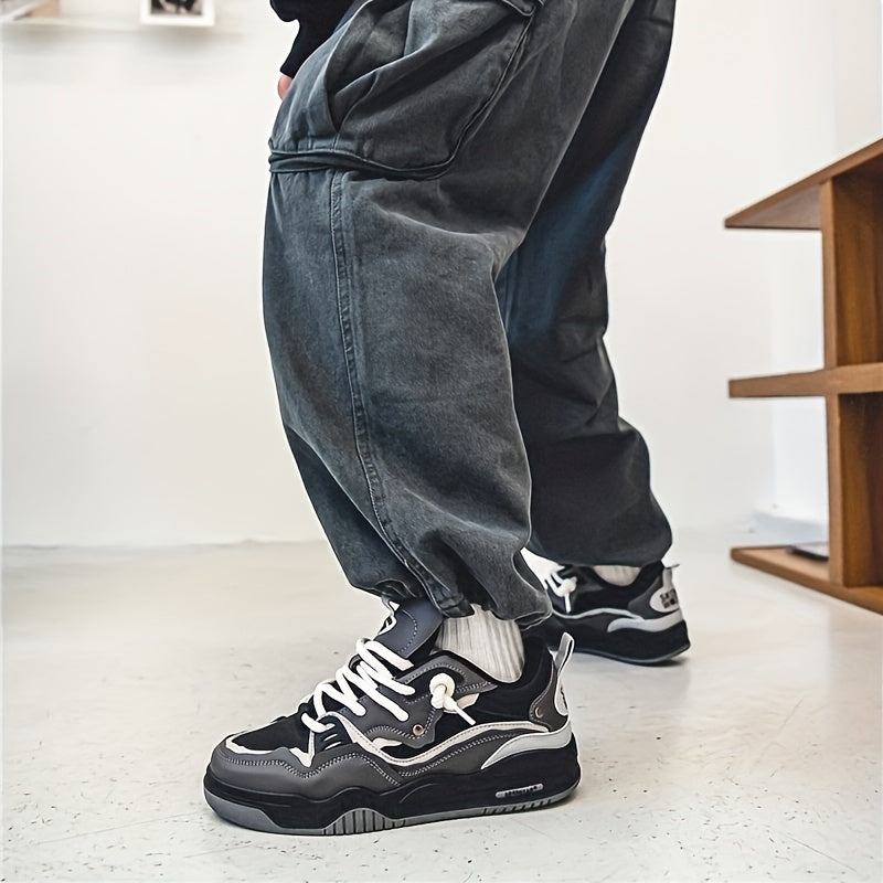 Men's Chunky Lace-Up Sneakers with Good Grip
