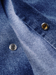 Contrast Stitch Denim Jacket Men's Casual Street Style Turn Down Collar