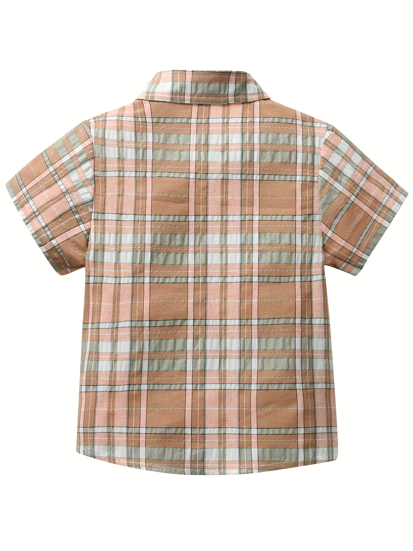 Boys Plaid Short Sleeves Shirt Preppy Style For Summer Kids Clothes
