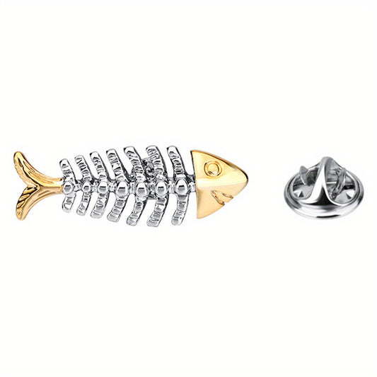 Men's Fish Bone Mini Suit Brooch Pin All Match