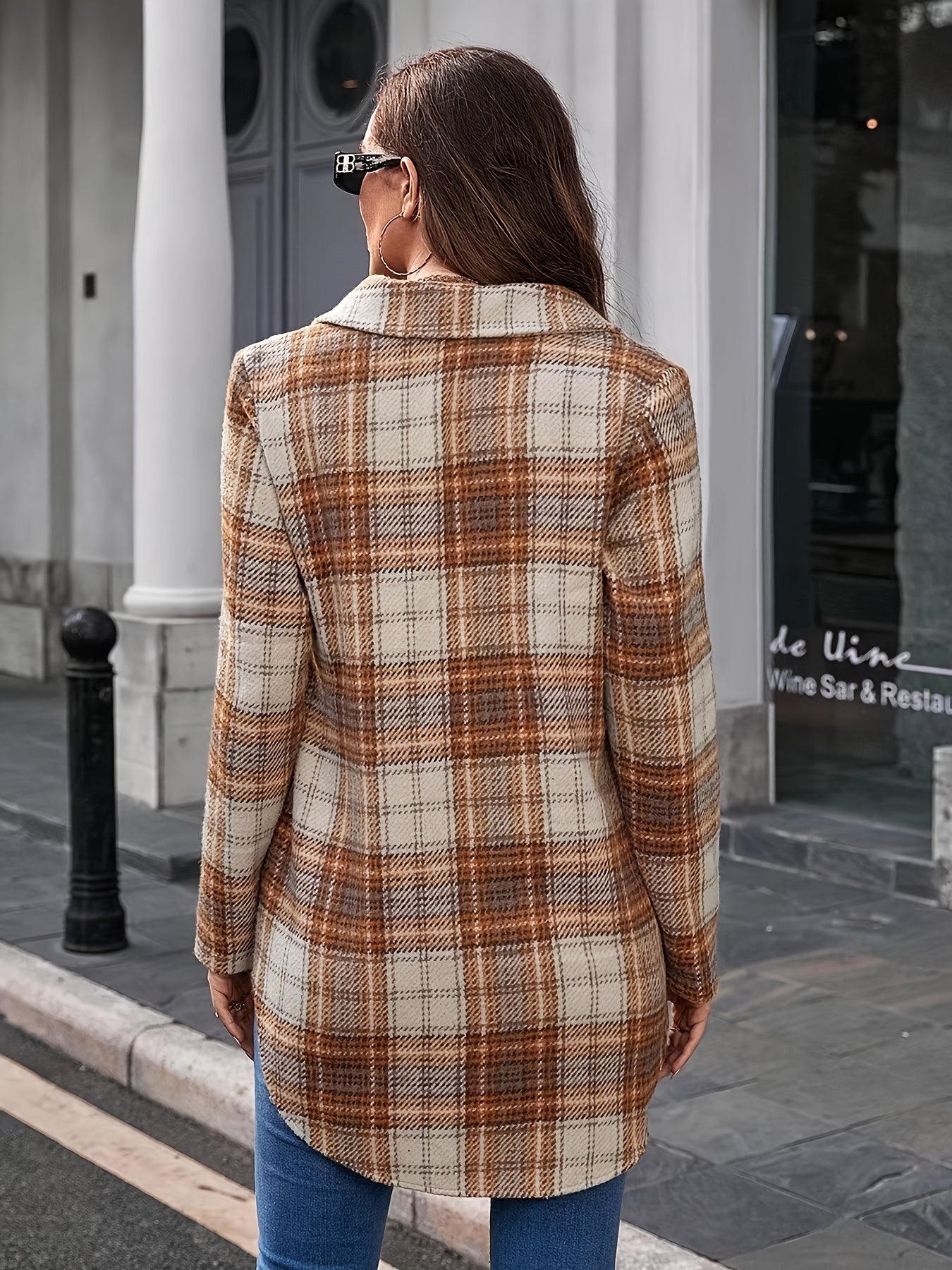  Plaid Button Up Long Sleeve Shacket