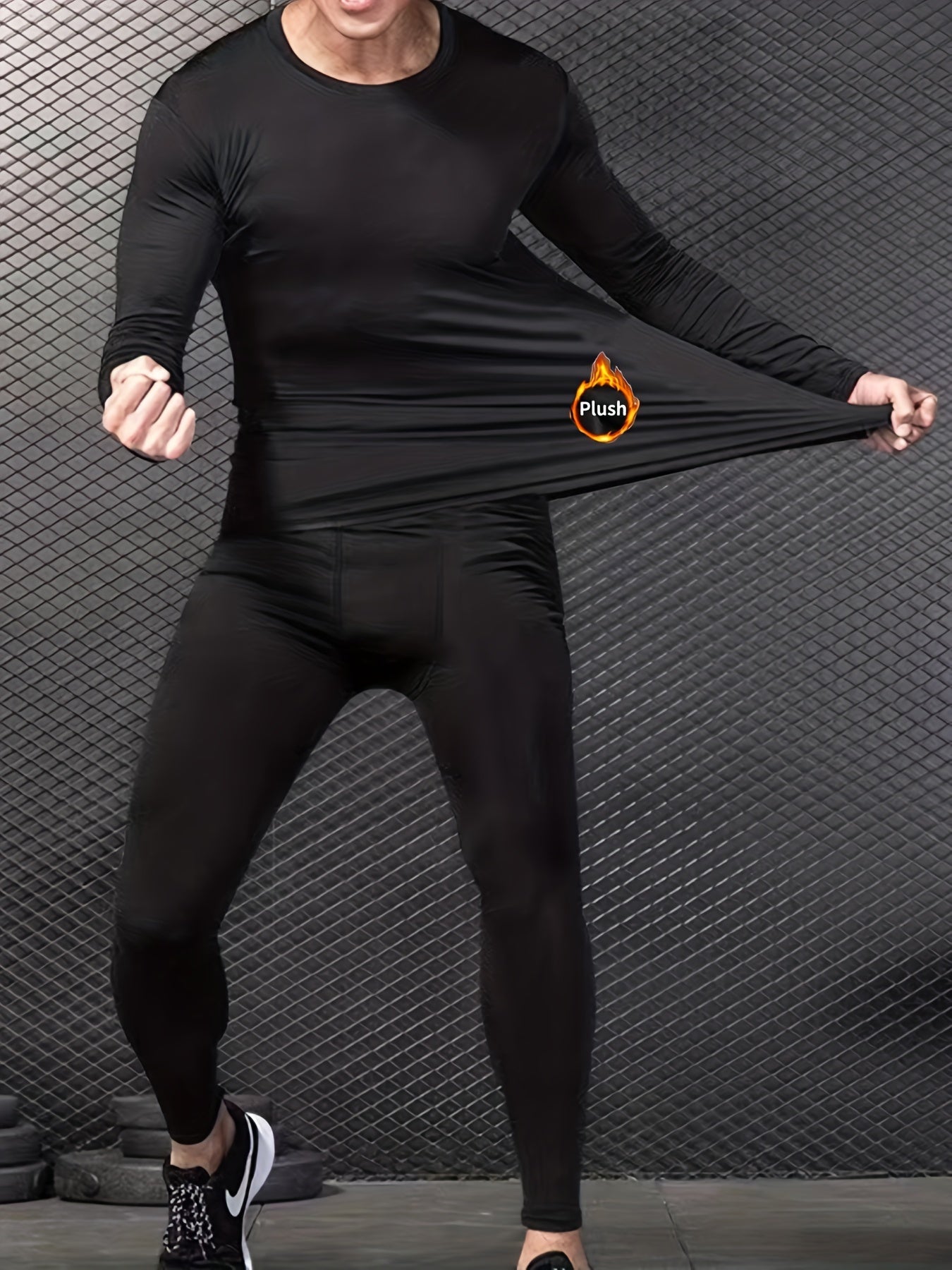 Men's Solid Fleece Sports Top for Fall Winter