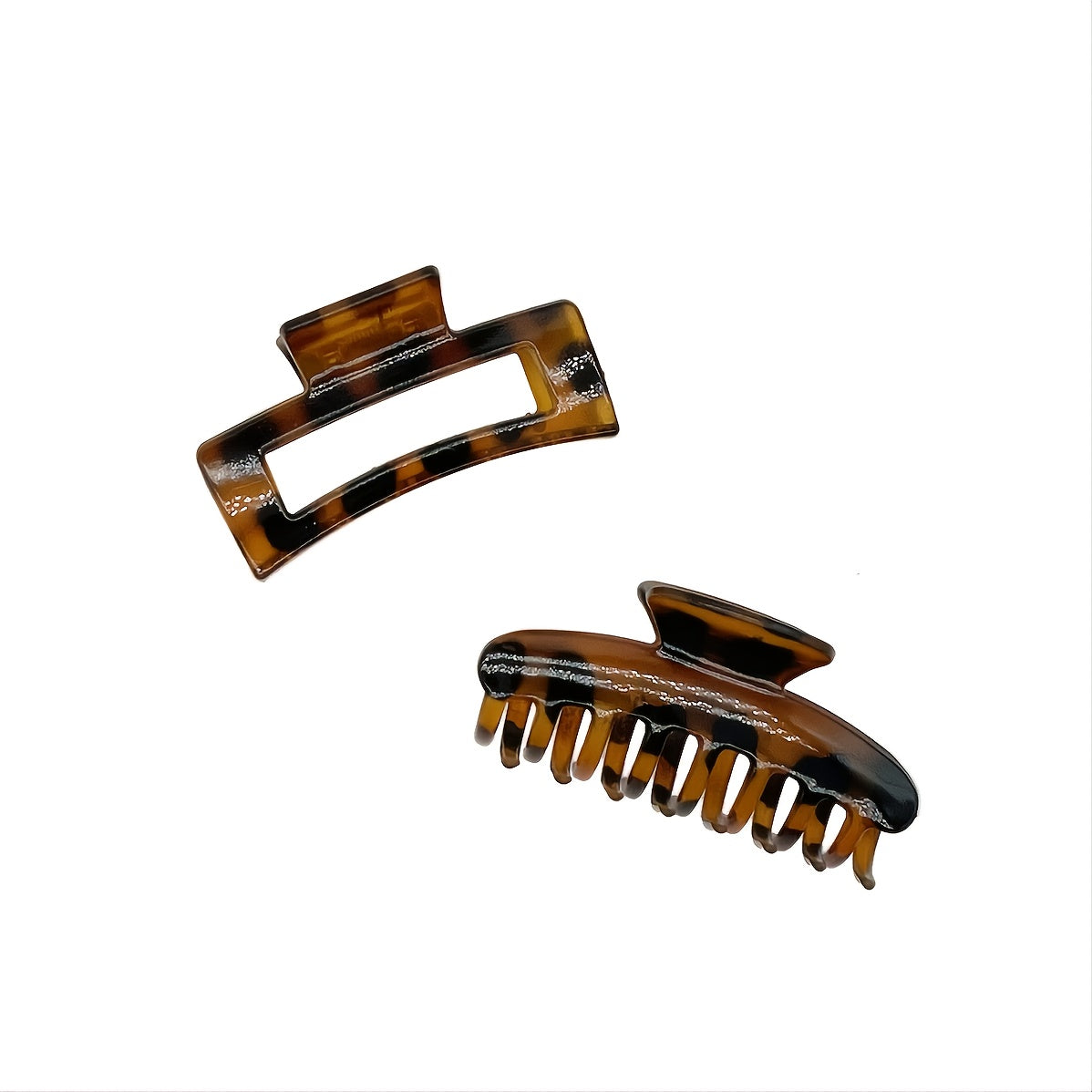 2PCS Medium Amber Plastic Solid Hair Claw
