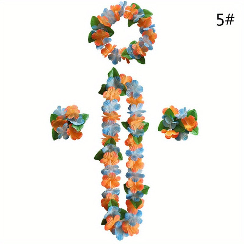 4Pcs Hawaiian Flower Leis Garland Necklace DIY Decoration Fancy Dress Party