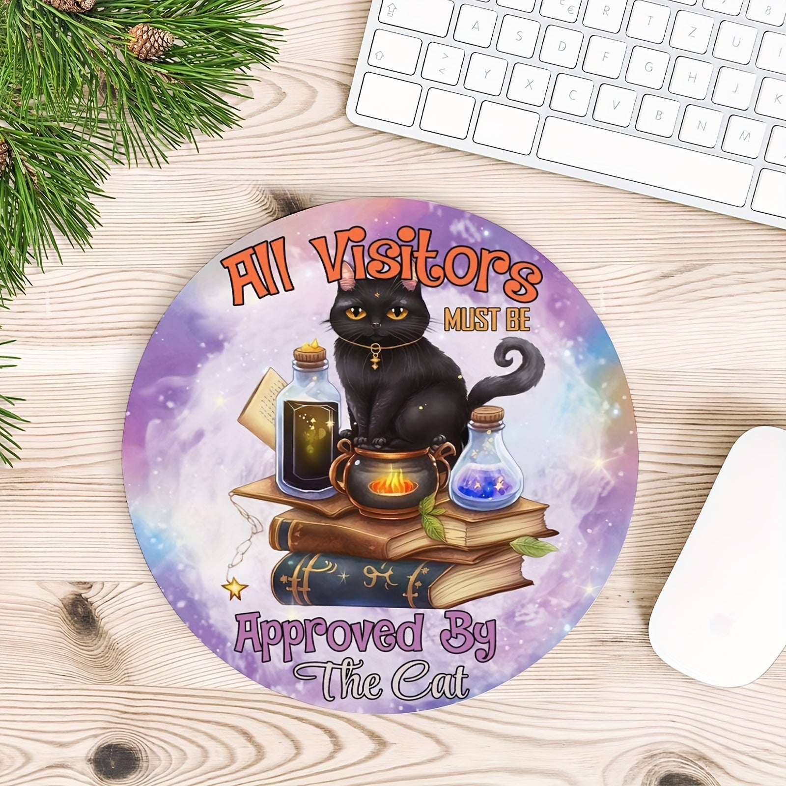 Cat Gaming Mouse Pad Round Mousepad Non slip Rubber Mouse Mat