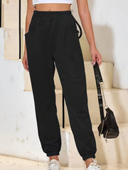 Women's Plus Solid Elastic High Rise Trousers