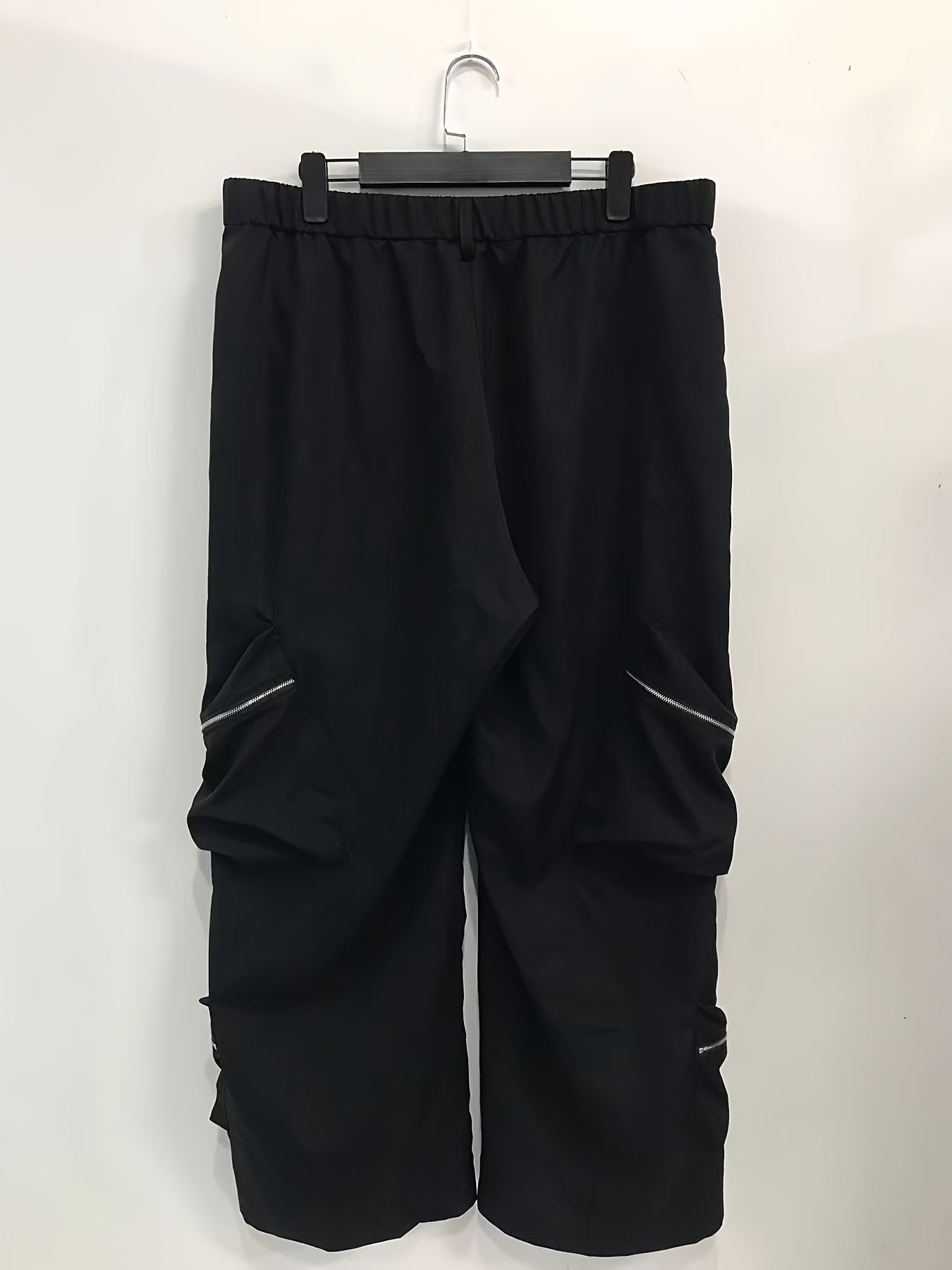  Solid High Rise Baggy Trousers With Pockets